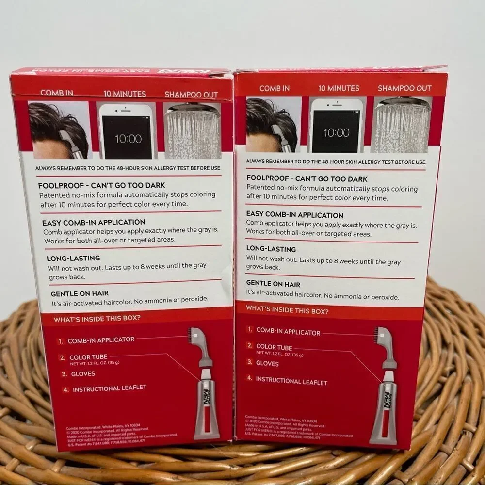 Lot of 2 Just For Men AutoStop Mens Easy No Mix Comb-In Hair Color Jet Black A60
